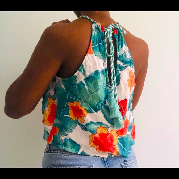 Floral print crop top sleeveless - Picture 3 of 6